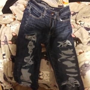 American eagle distressed jeans w patched holes